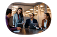 Business intelligence professionals discussing a project.